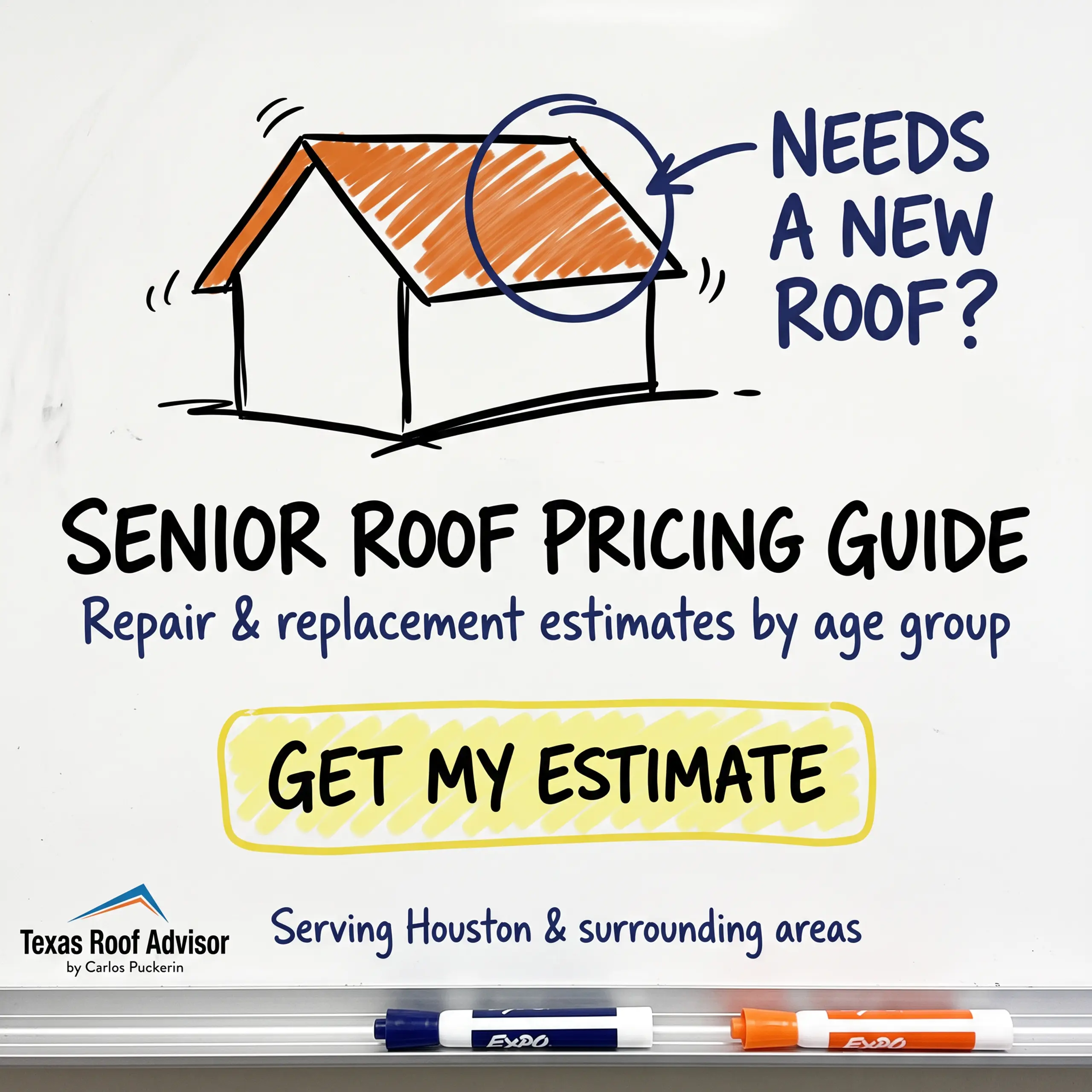 Texas Roof Advisor — Marker-style concept